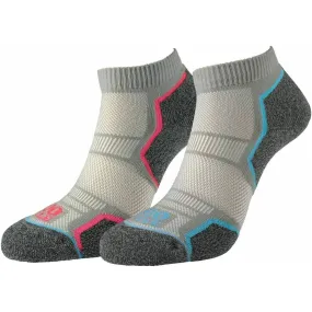 1000 Mile Repreve Single Layer Twin Pack Womens Running Socks - Grey