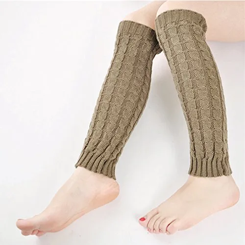 2 Pack of Womens Cable Knit Leg Warmers Knitted Crochet Long Socks