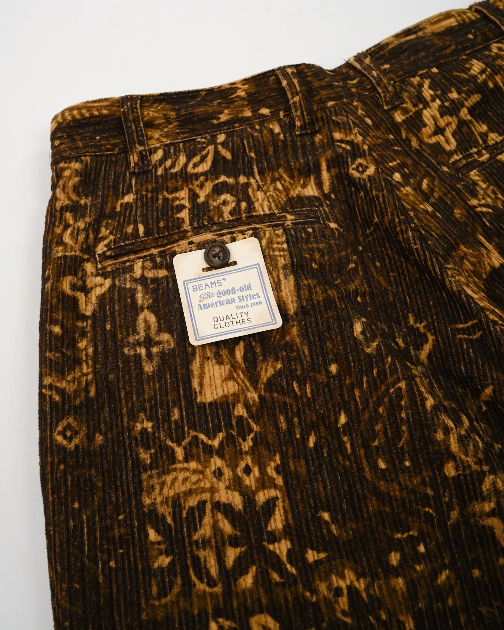 2 Pleats Trousers Corduroy Print Brown