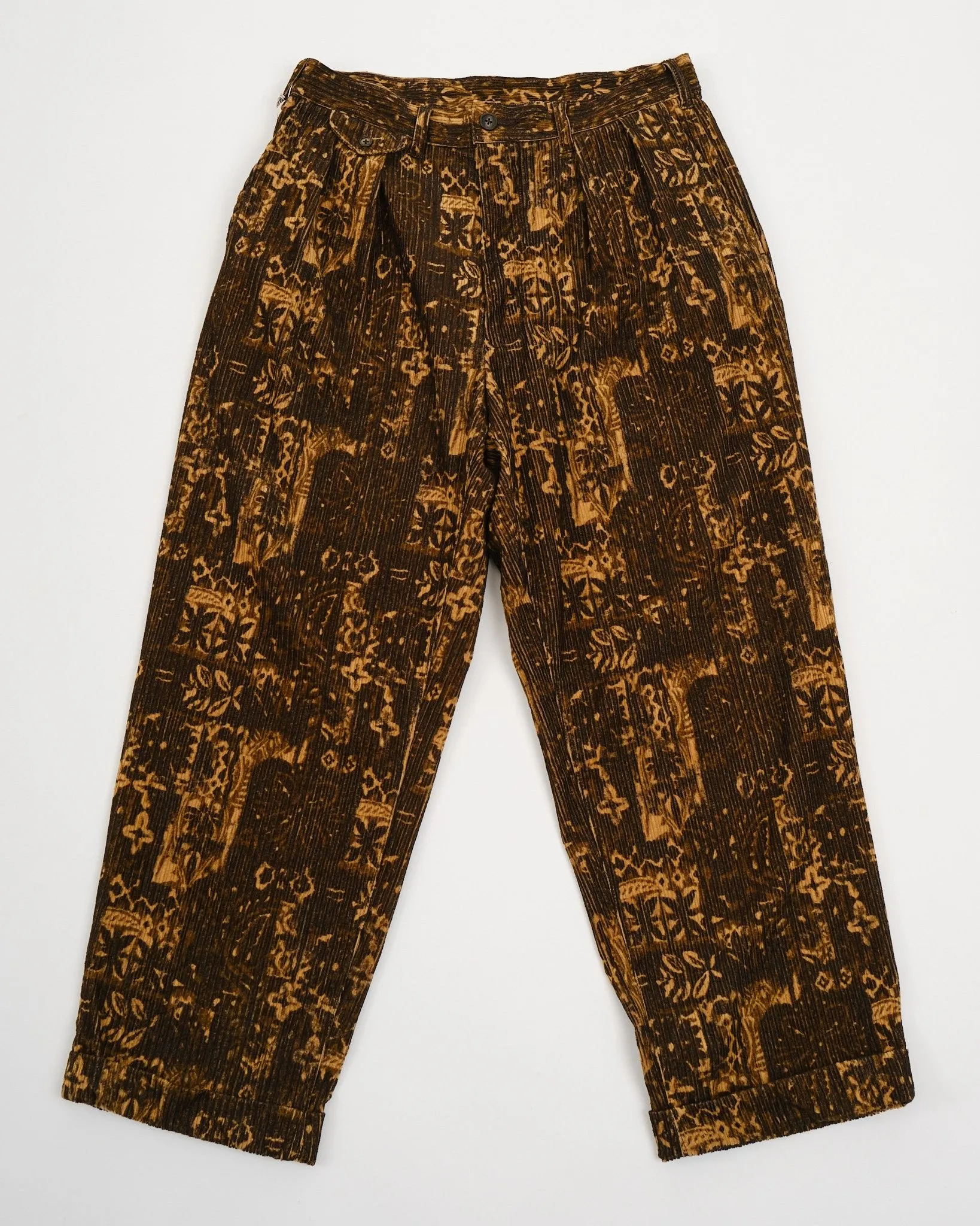 2 Pleats Trousers Corduroy Print Brown