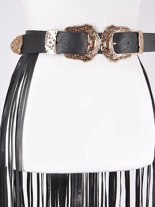 27 Double Buckle Fringe Belt