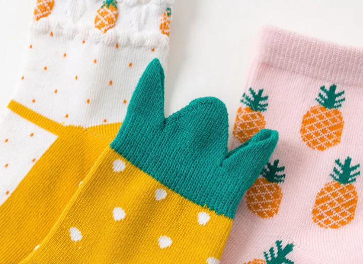 3 Pack Kids' Socks | Cotton | Pineapple