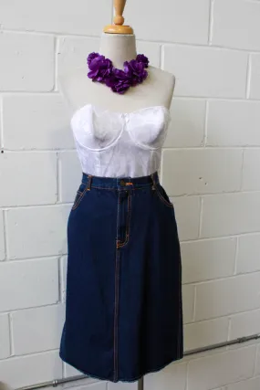 80s Gitano Dark Wash Denim Skirt, Waist 28"