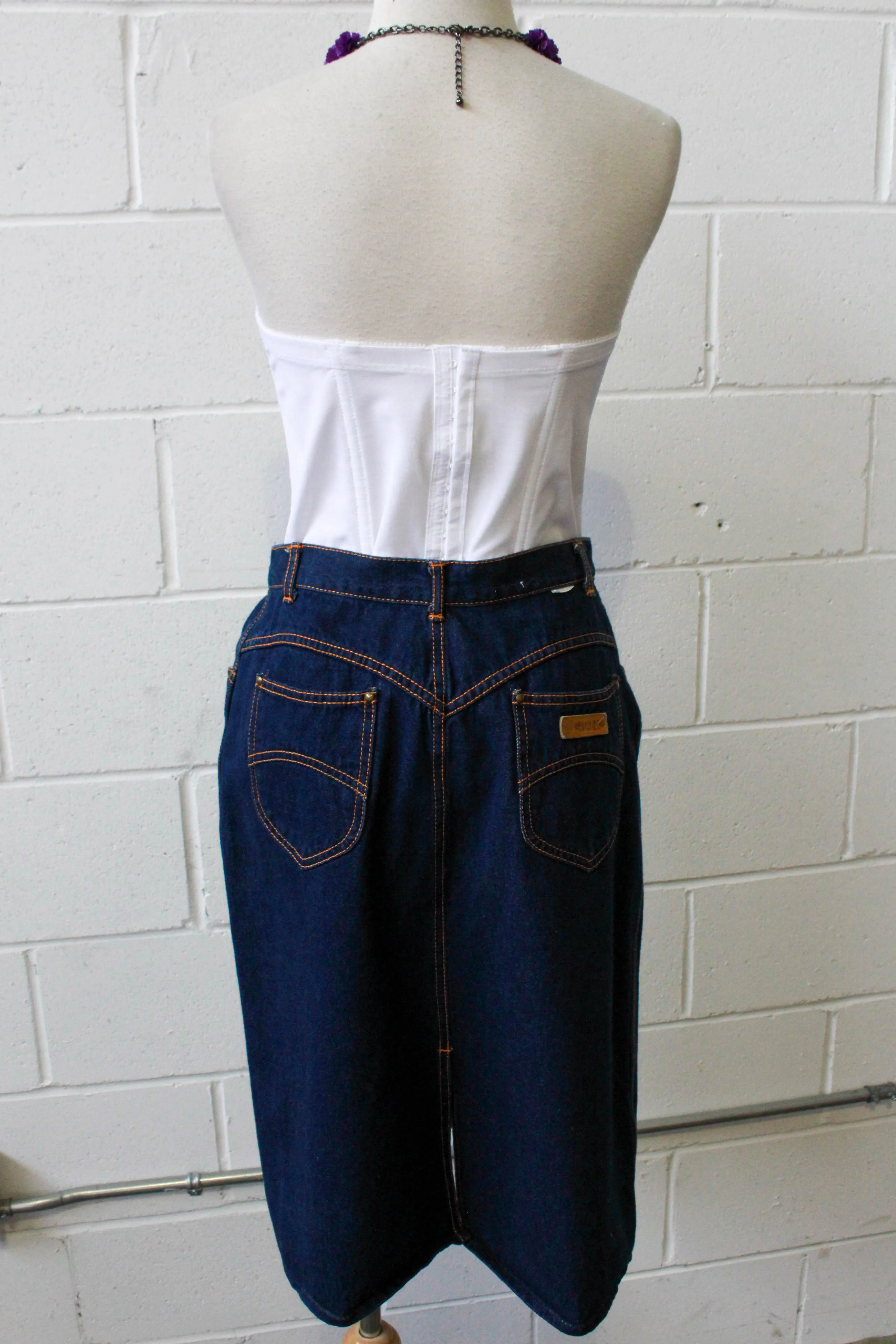 80s Gitano Dark Wash Denim Skirt, Waist 28"