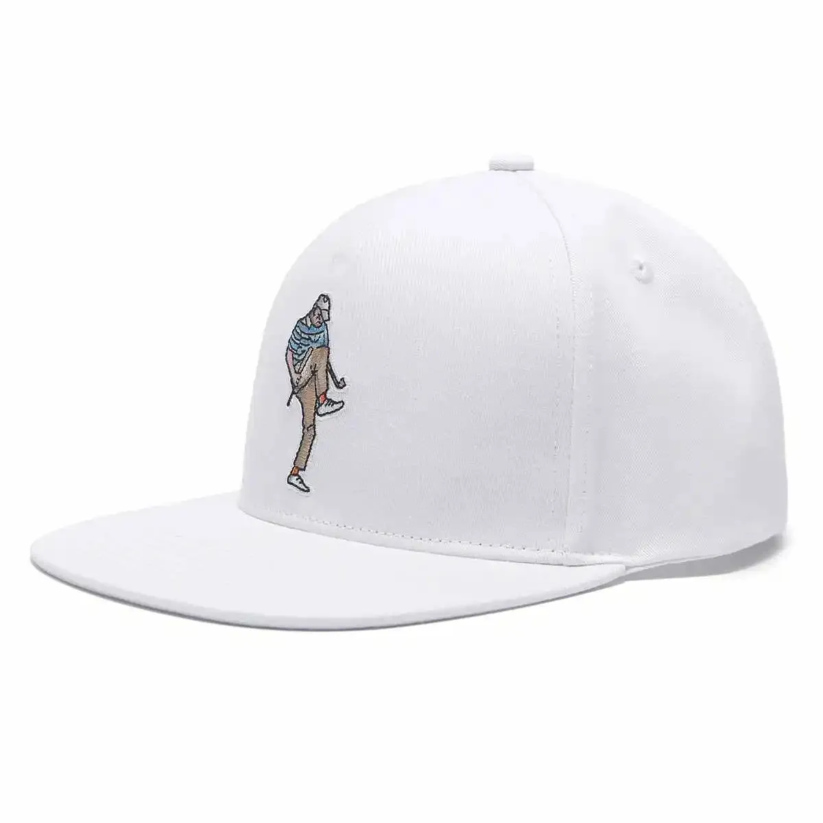 Angry Golfer White SnapBack Golf Hat - Flat Brim