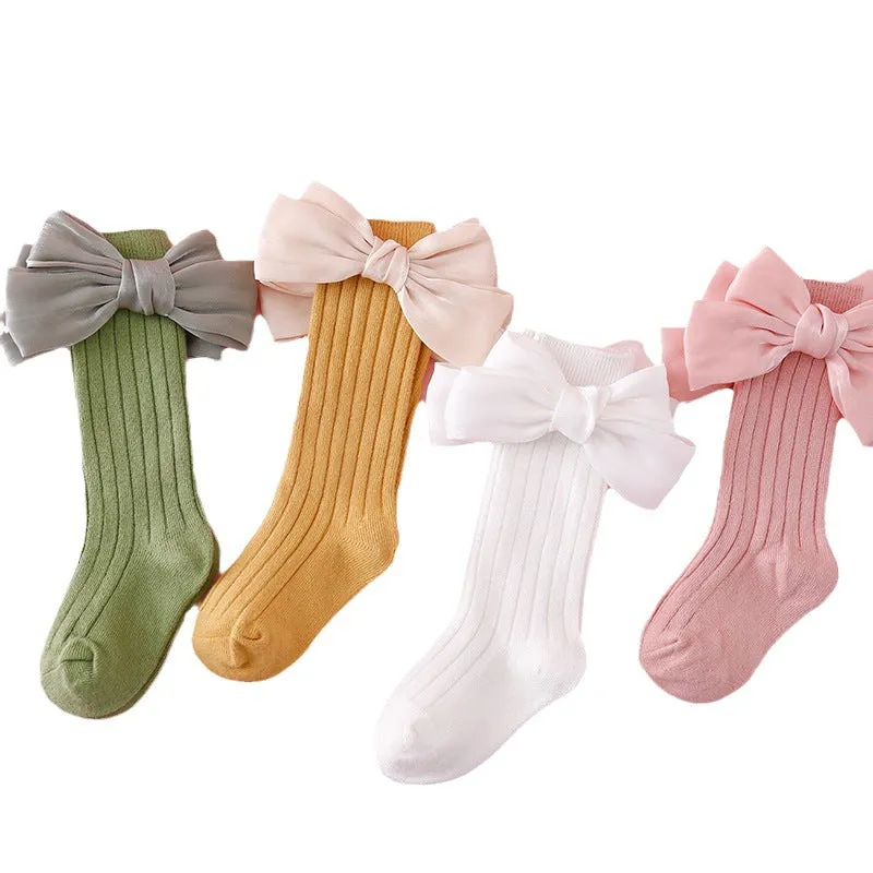 Baby Kid Girls Solid Color Bow Accessories Socks Wholesale 24011140