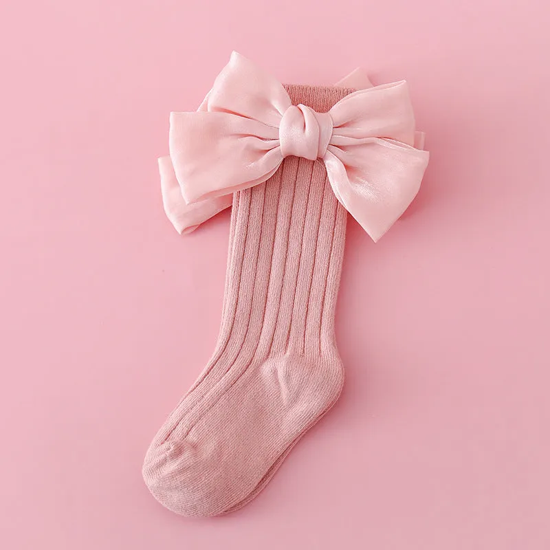 Baby Kid Girls Solid Color Bow Accessories Socks Wholesale 24011140