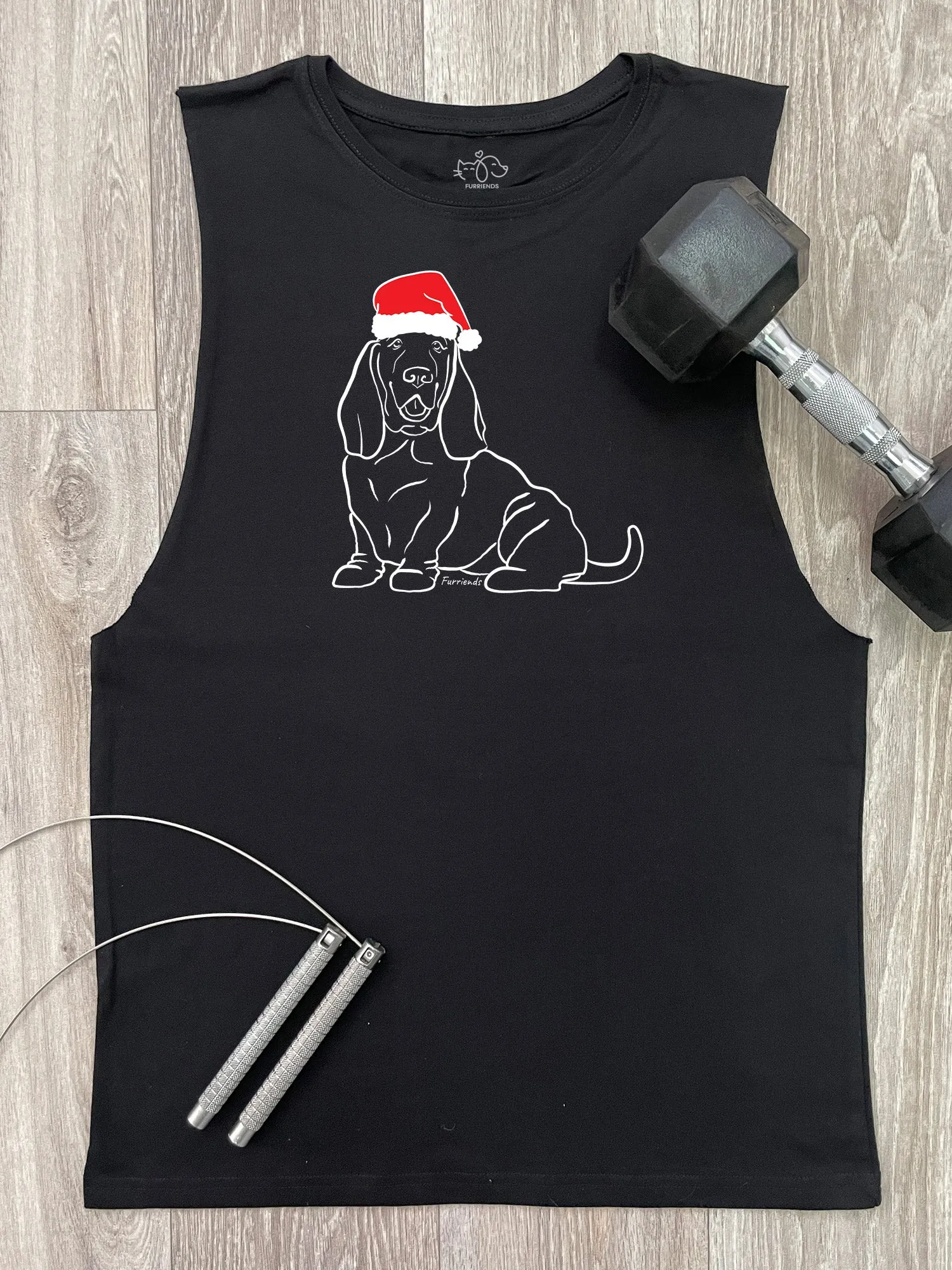 Basset Hound Christmas Edition Axel Drop Armhole Muscle Tank