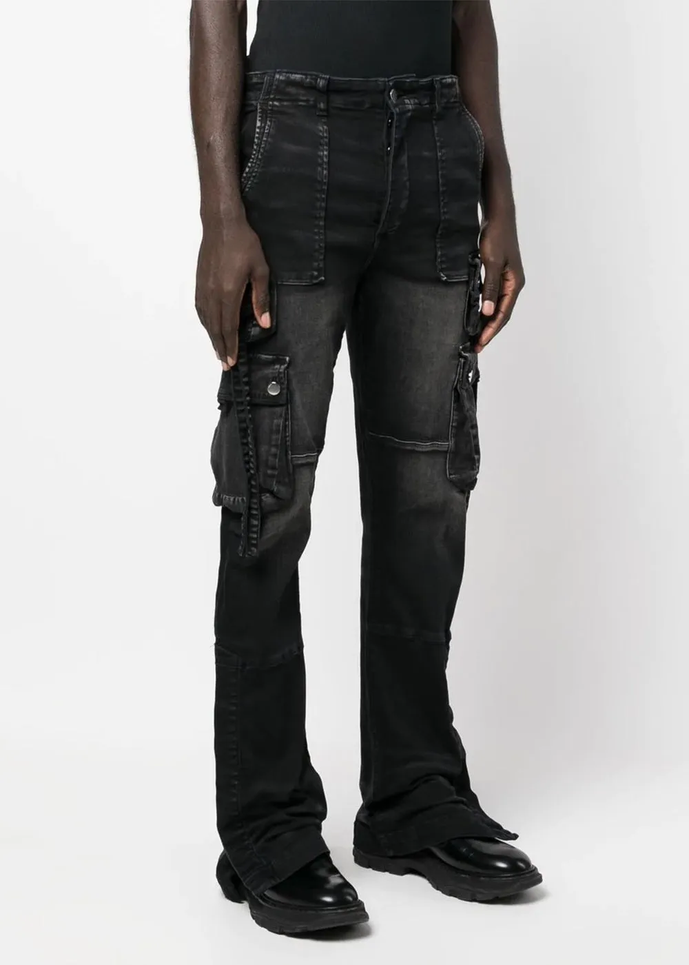 Black Cargo Flare Jeans