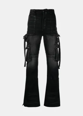 Black Cargo Flare Jeans