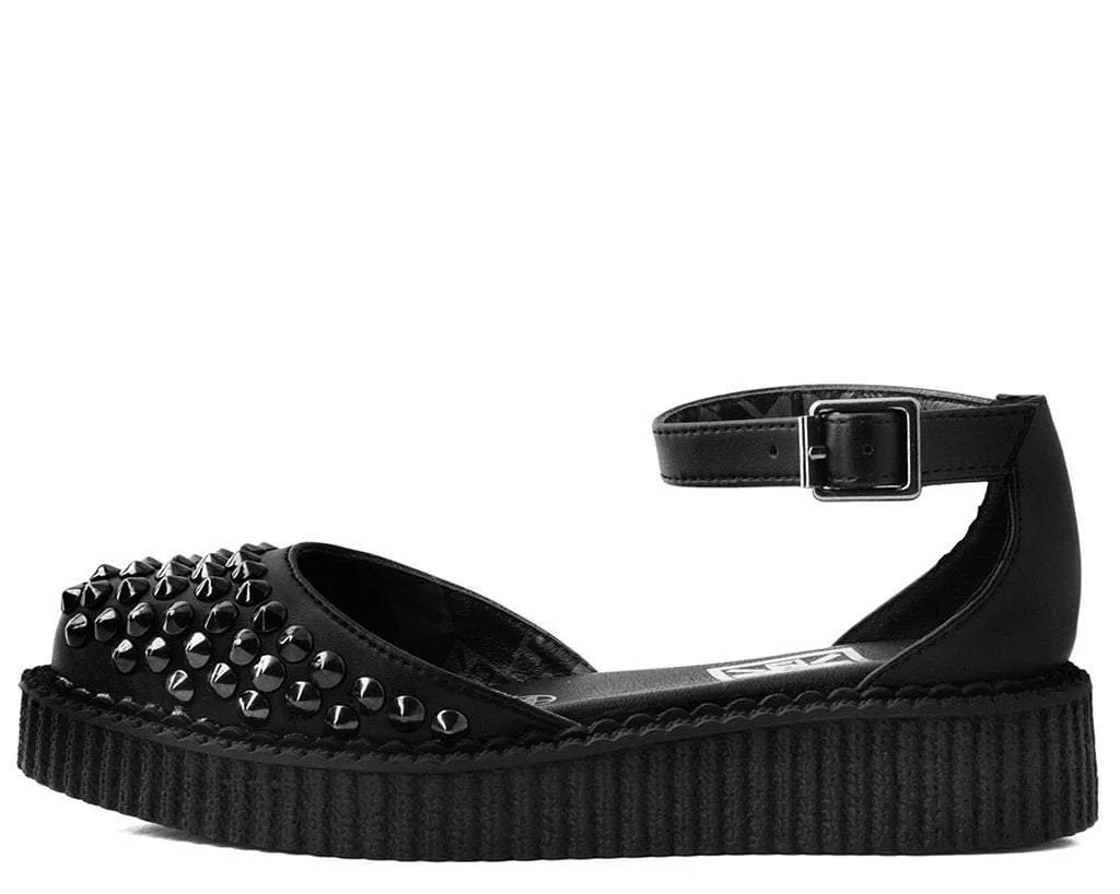 Black TUKskin Pointed Studded Sandal