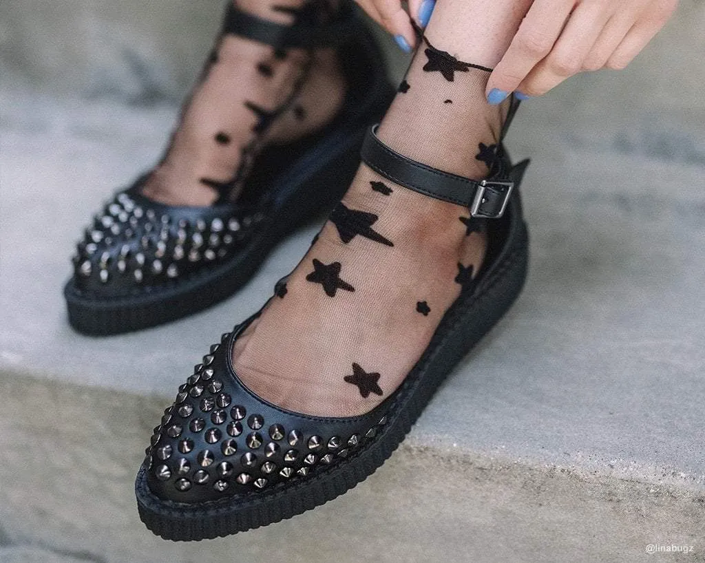 Black TUKskin Pointed Studded Sandal