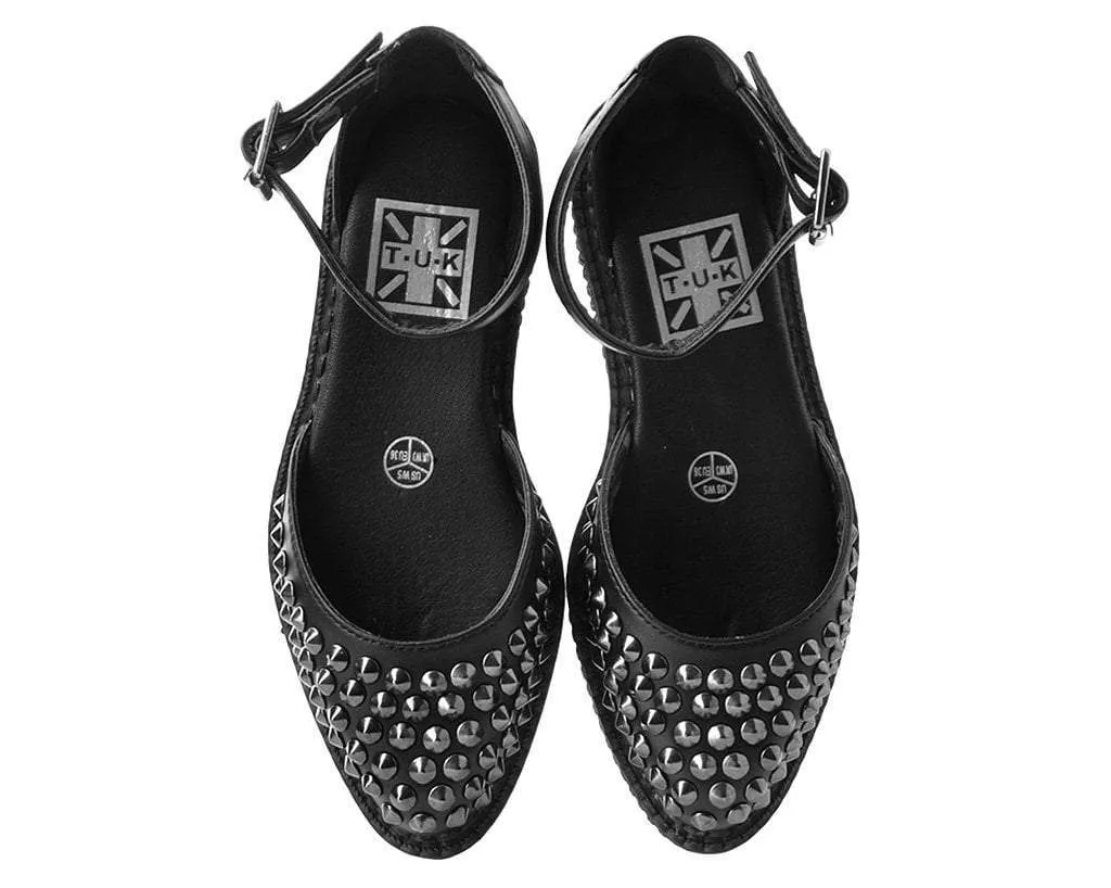 Black TUKskin Pointed Studded Sandal