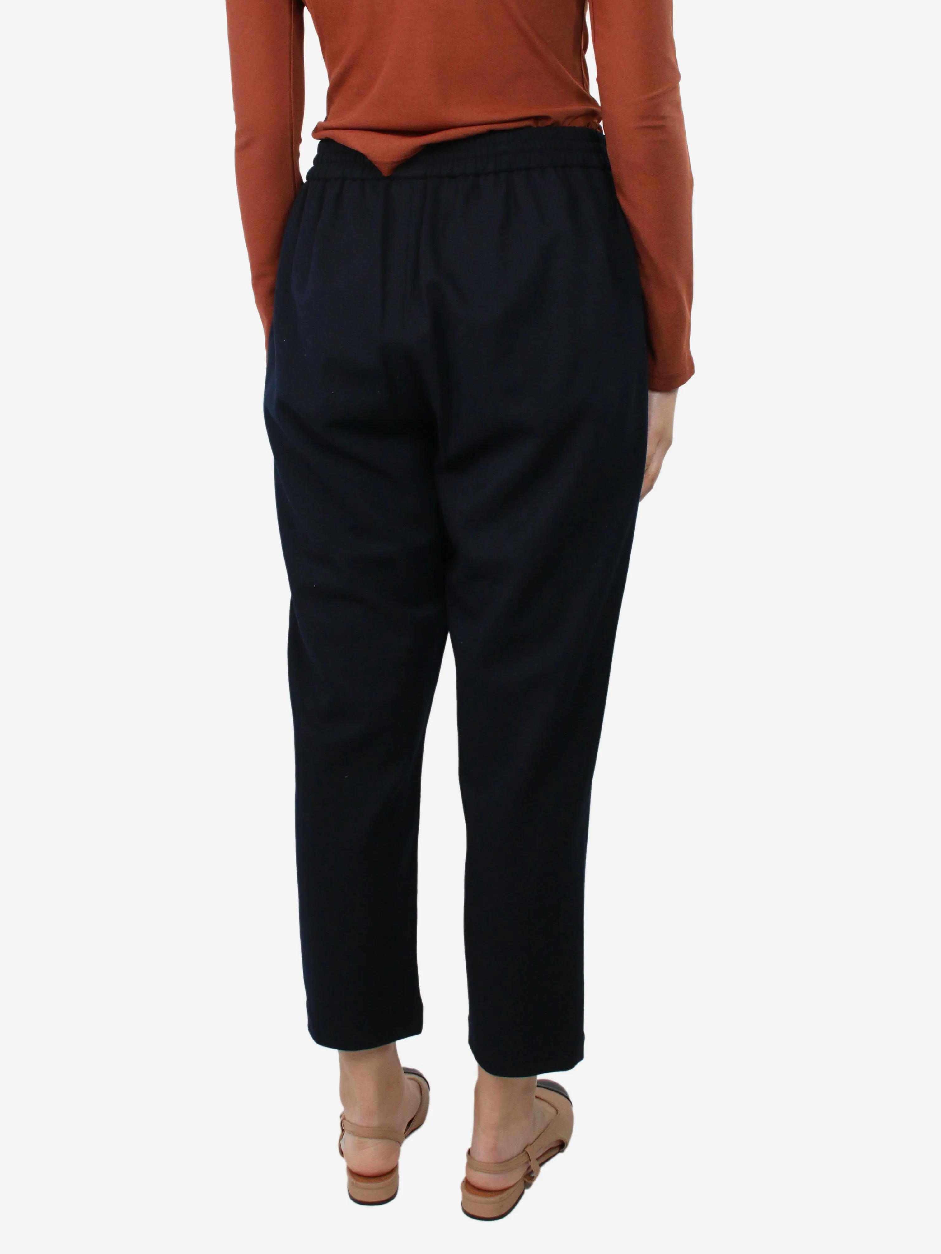 Blue elasticated-waist wool trousers - size M