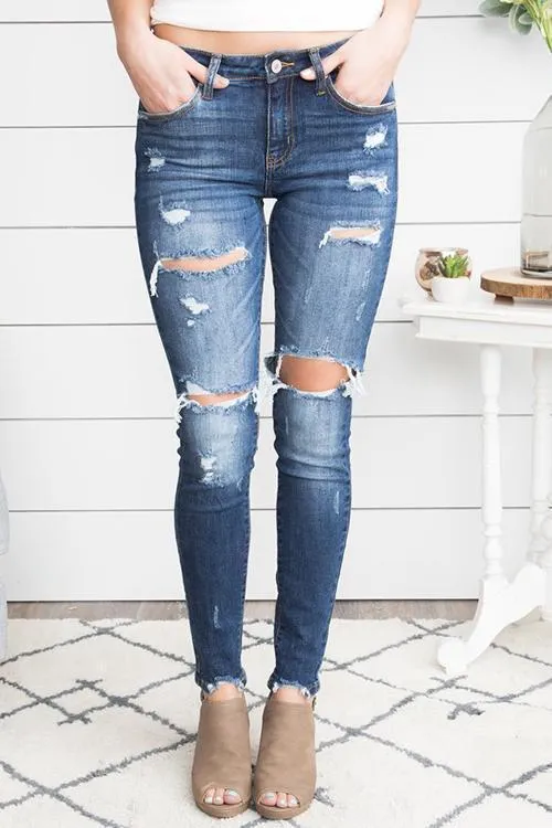 Broken Hole Skinny Jeans