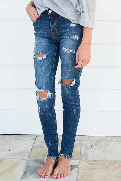 Broken Hole Skinny Jeans