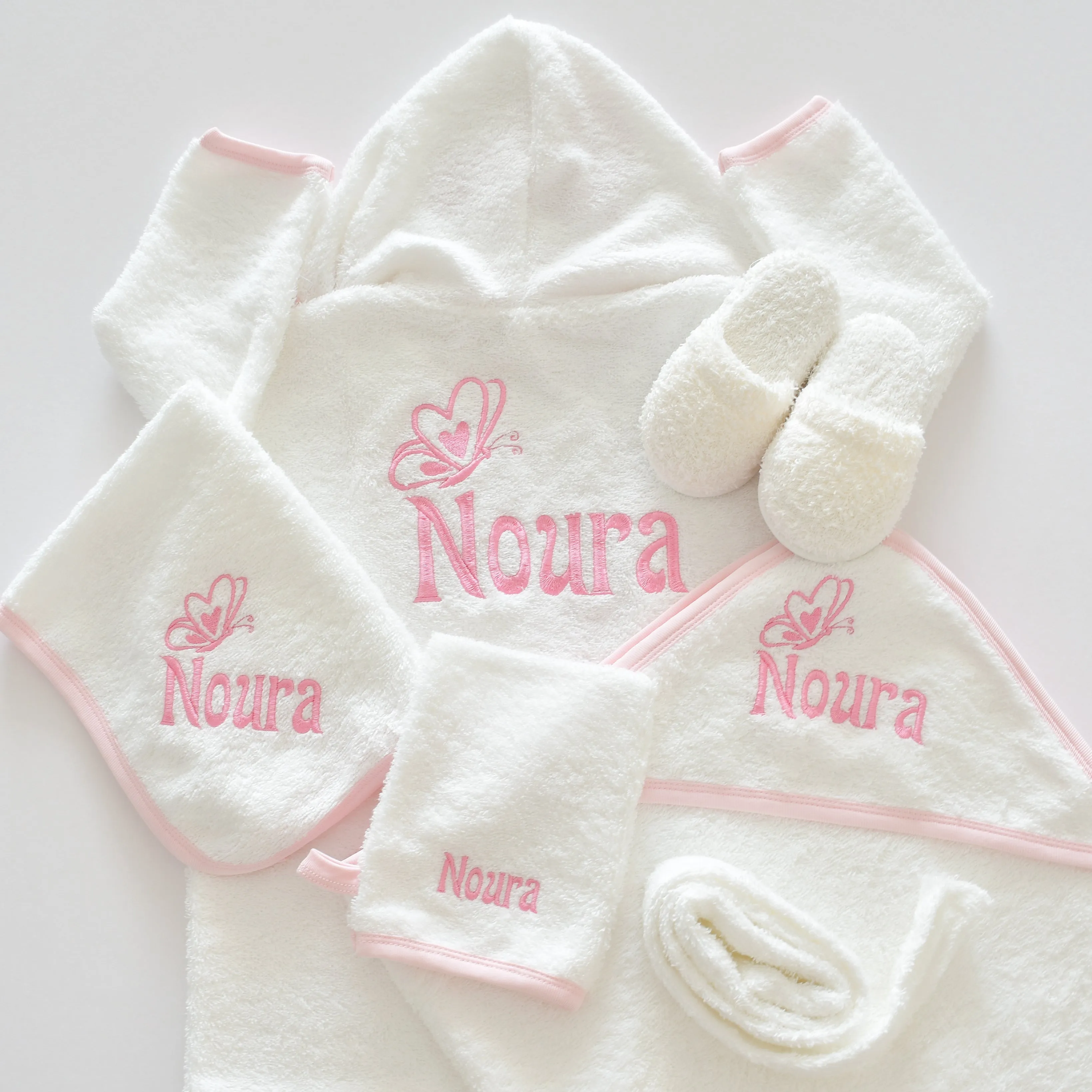 Butterfly Personalised Baby Girl Bathrobe Set