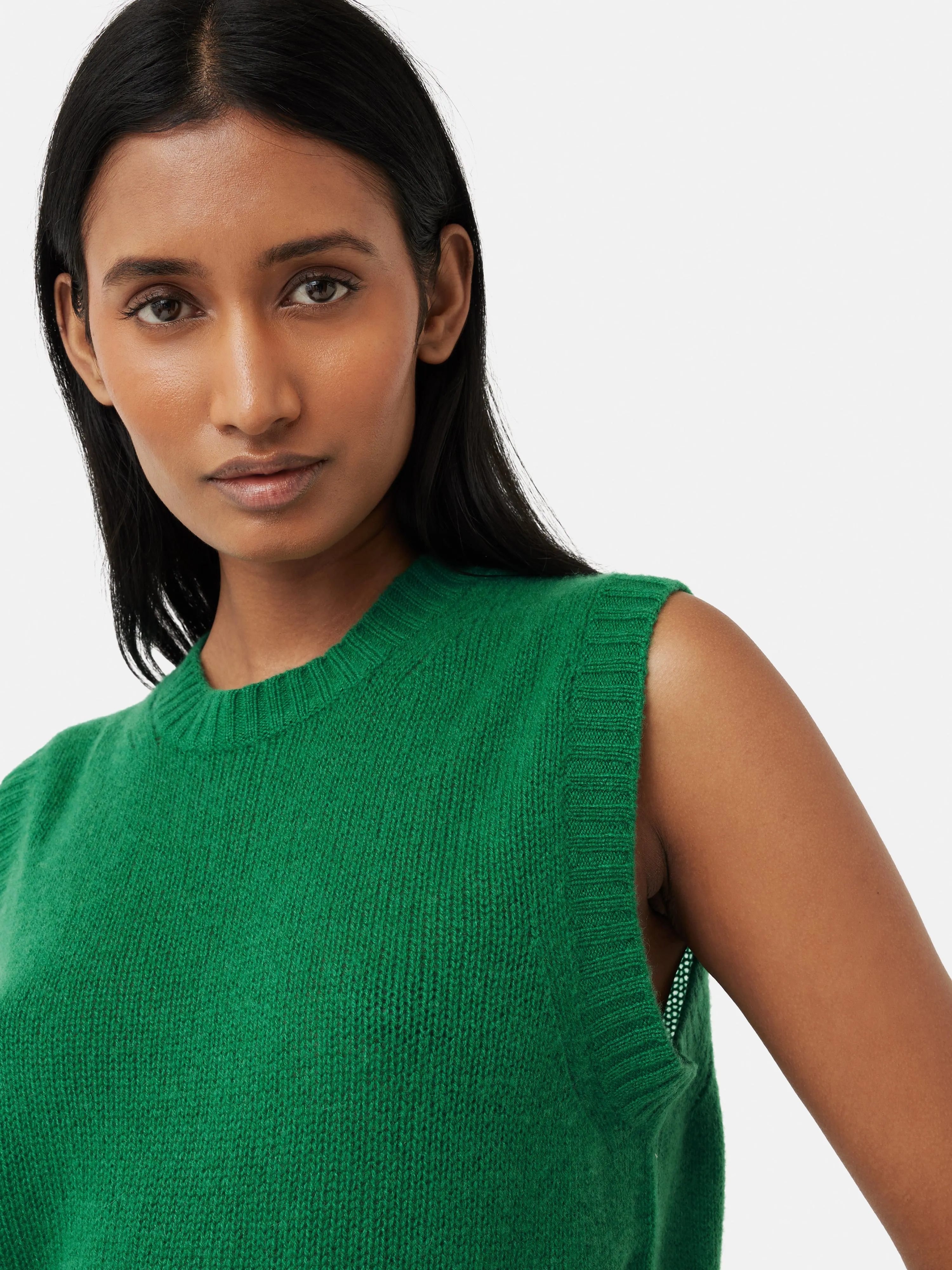 Cashmere Crew Neck Tank | Green