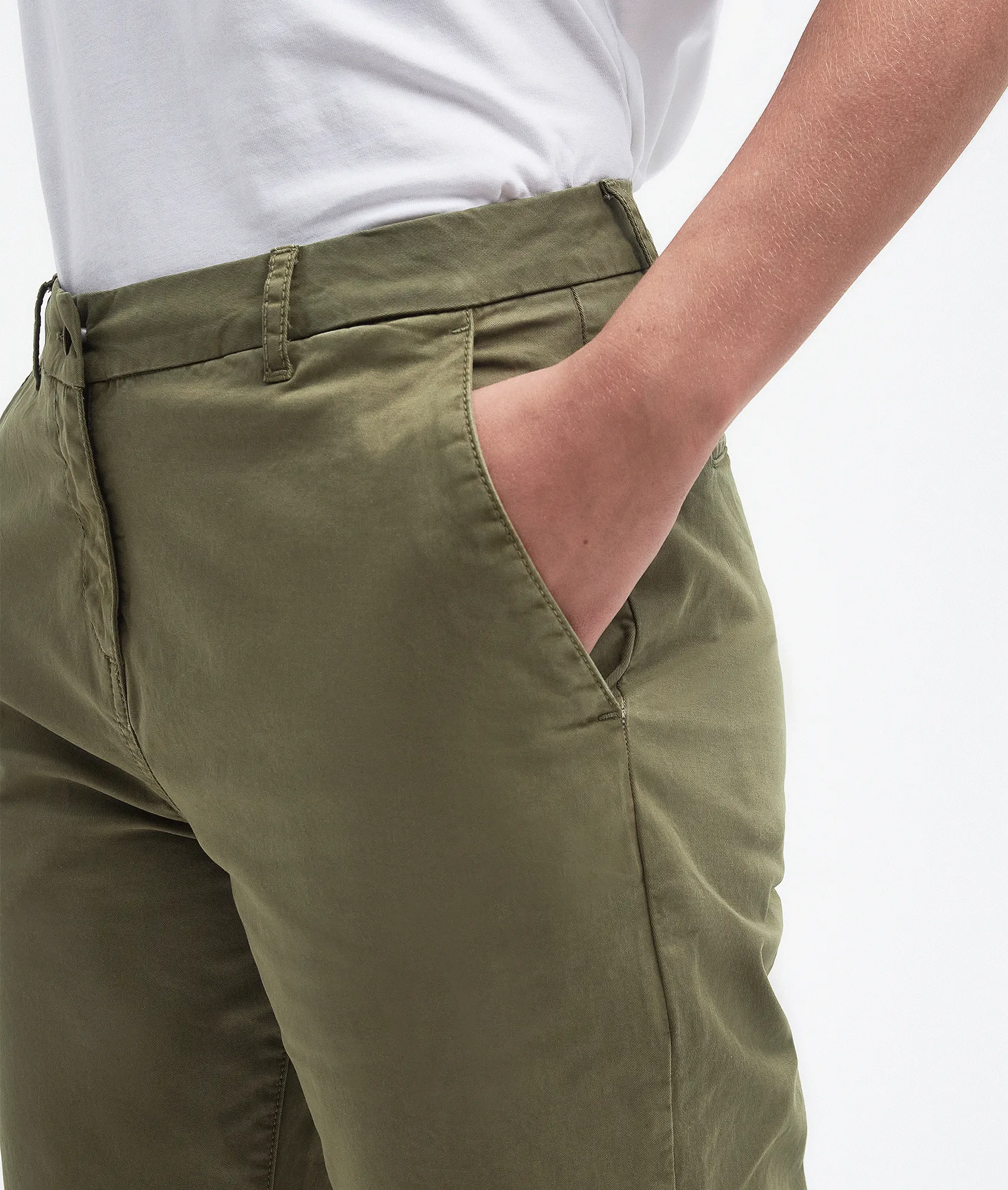 Cropped Chino Trousers - Green