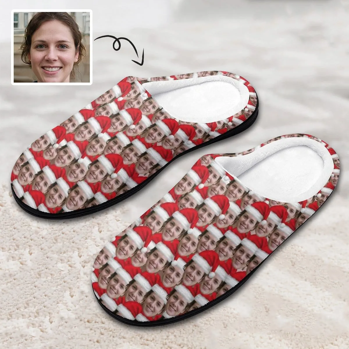 Custom Face Seamless All Over Print Cotton Slippers For Men Women