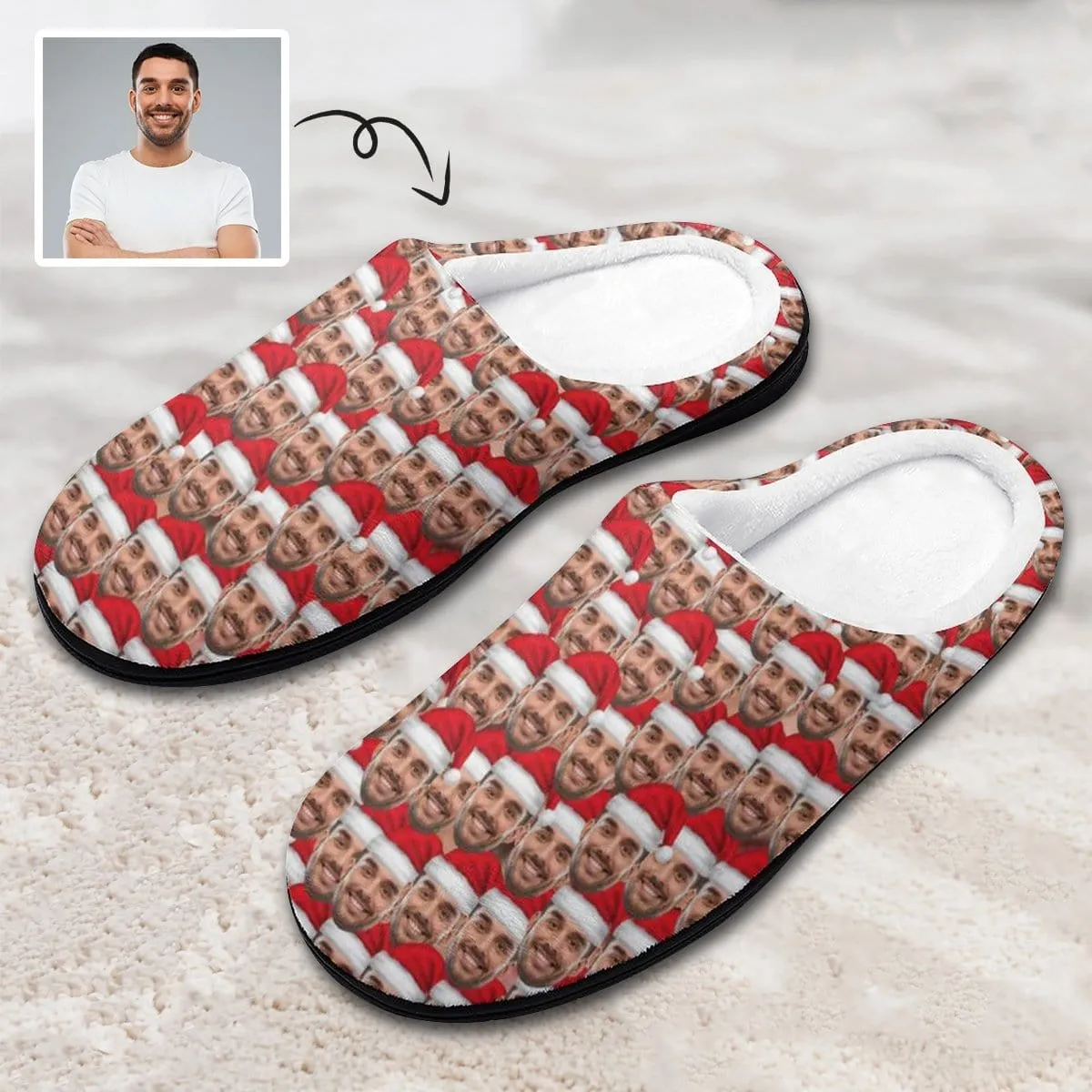 Custom Face Seamless All Over Print Cotton Slippers For Men Women