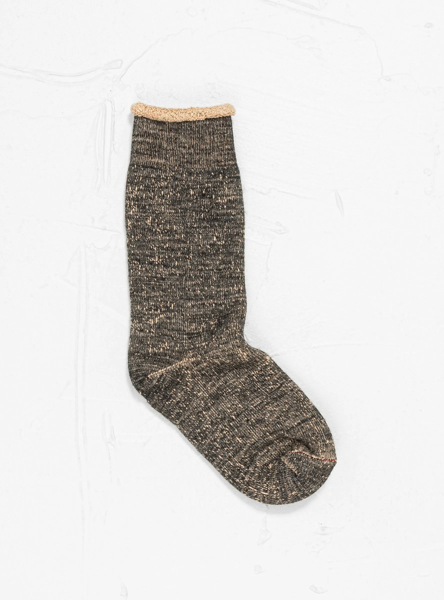 Double Face Merino Wool Crew Socks Black & Brown