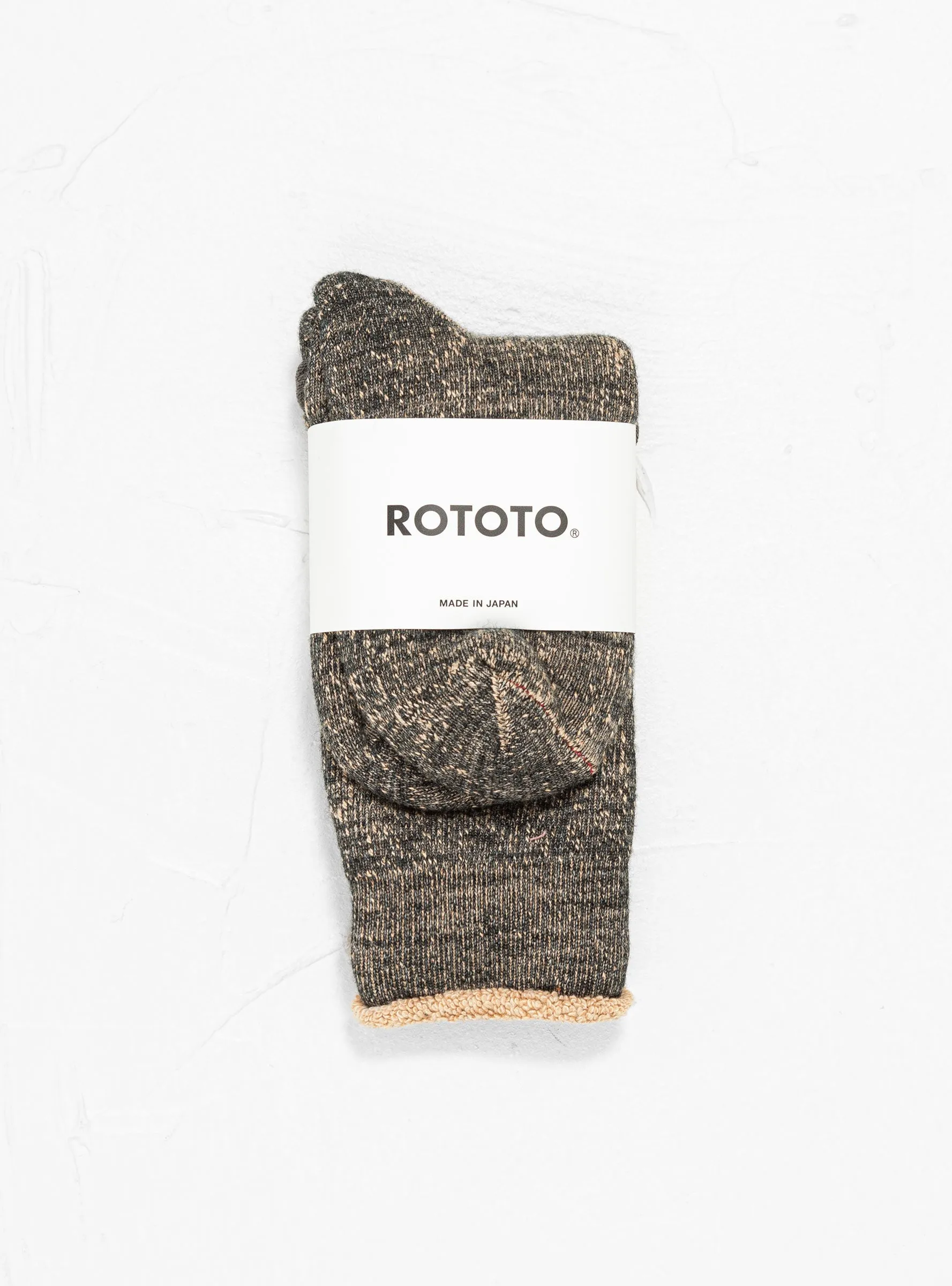 Double Face Merino Wool Crew Socks Black & Brown