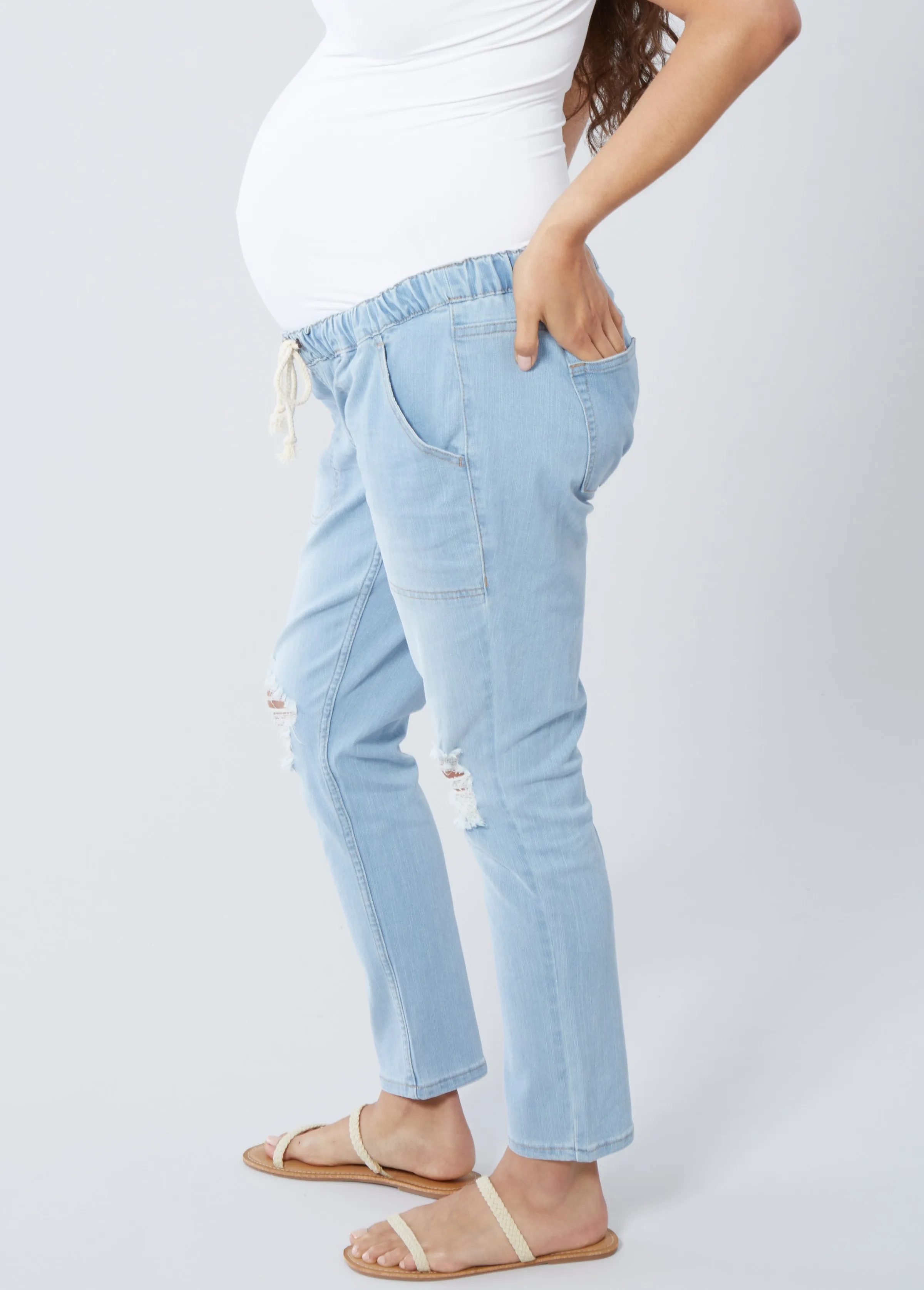 Drawstring Girlfriend Maternity Jeans