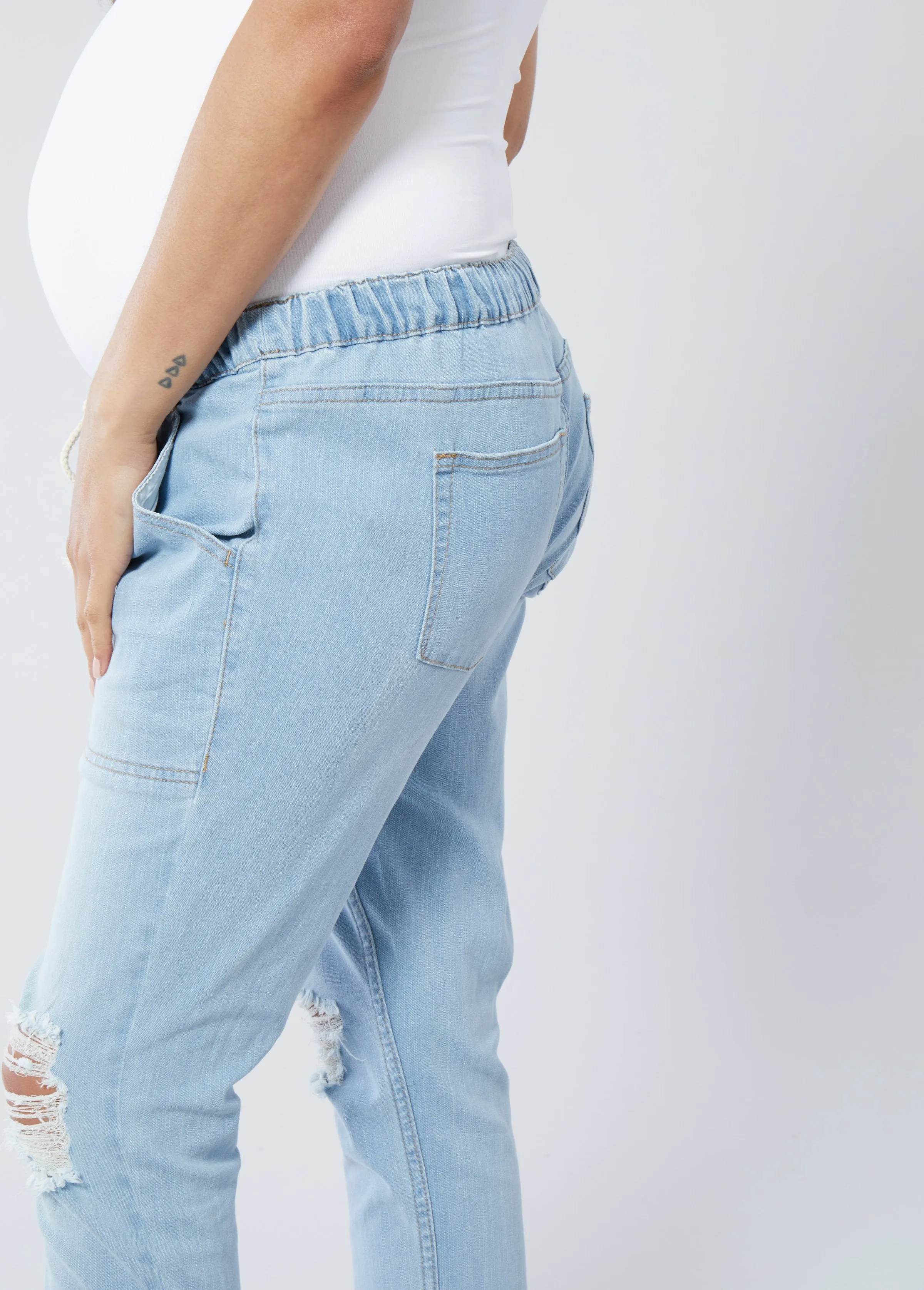 Drawstring Girlfriend Maternity Jeans