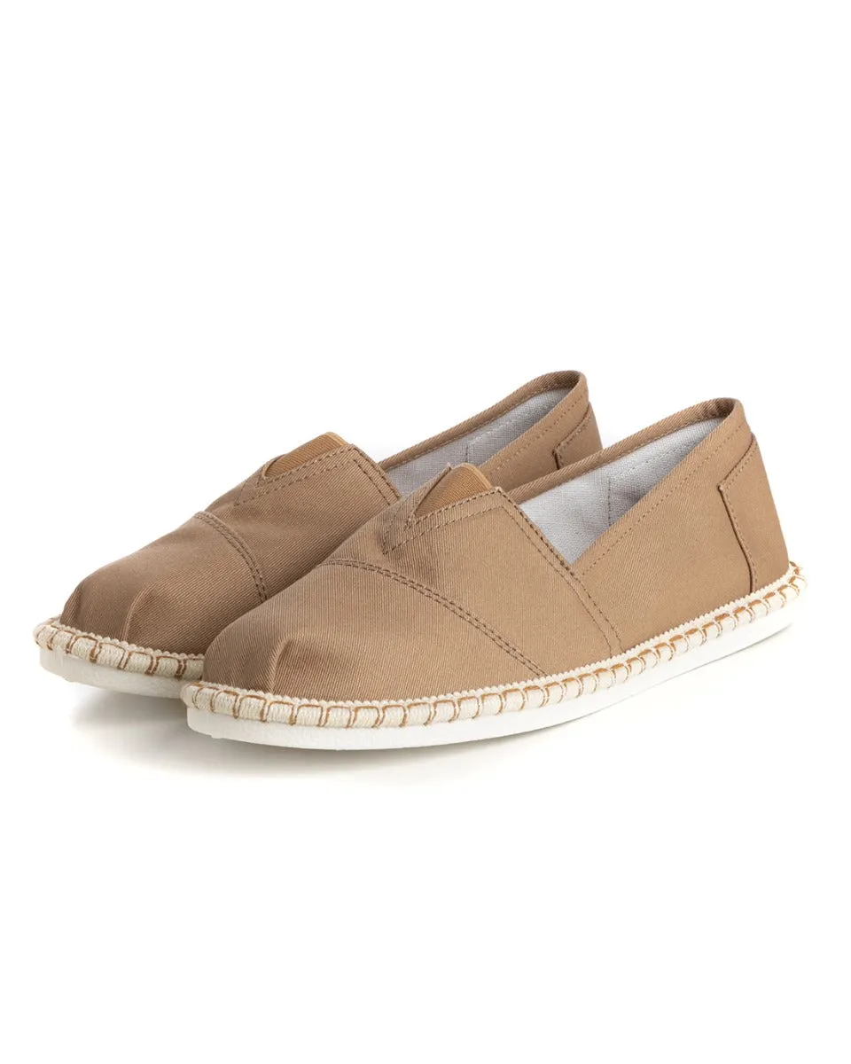 Espadrillas Scarpe Uomo Unisex Tela Estive Mare Camel Cotone Comode Leggere GIOSAL-S1200A