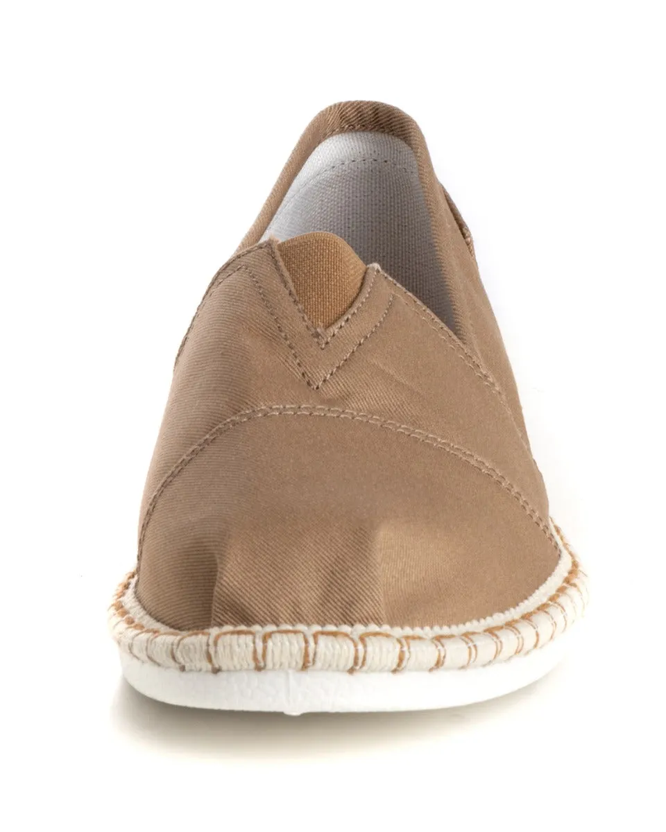 Espadrillas Scarpe Uomo Unisex Tela Estive Mare Camel Cotone Comode Leggere GIOSAL-S1200A