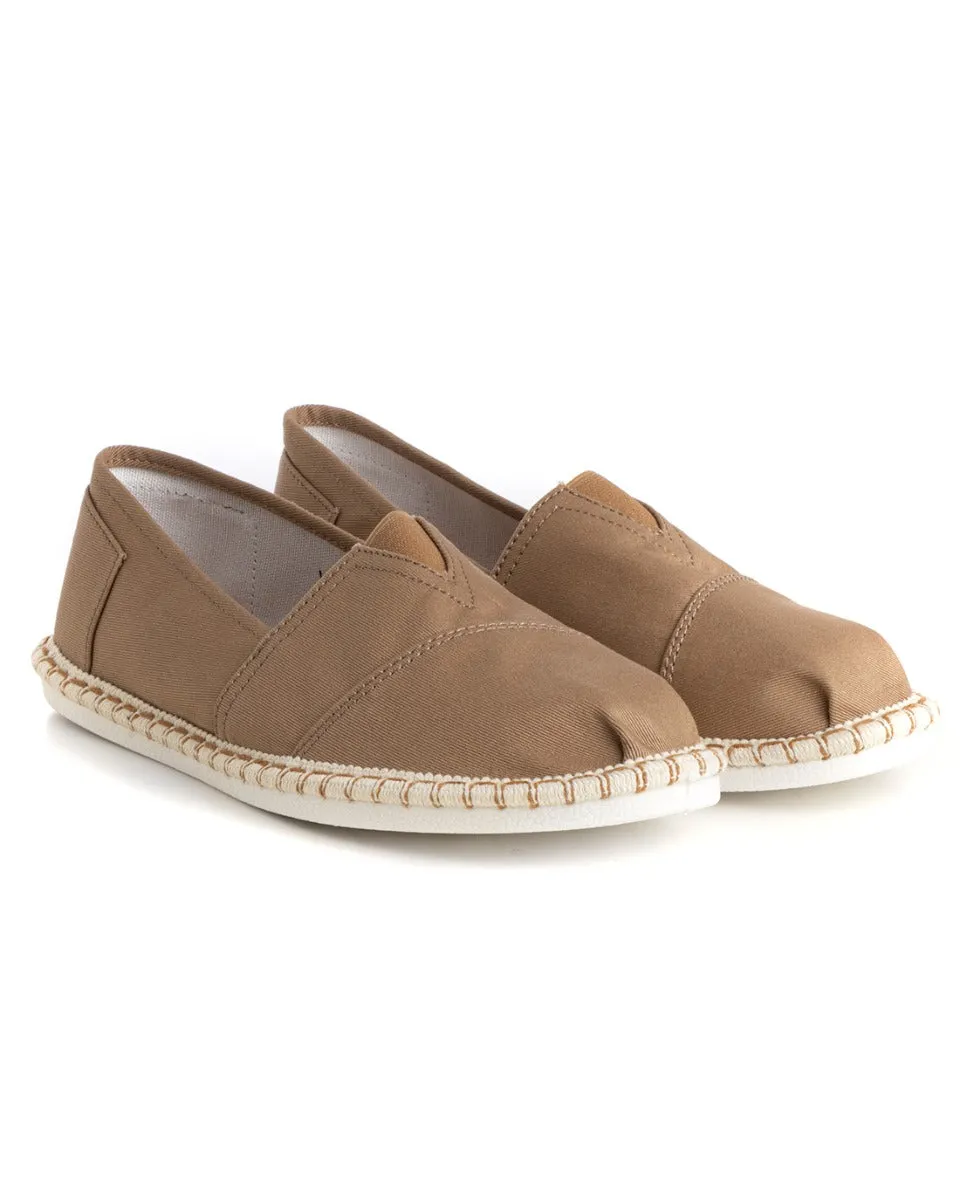 Espadrillas Scarpe Uomo Unisex Tela Estive Mare Camel Cotone Comode Leggere GIOSAL-S1200A