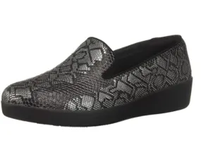 FitFlop Audrey Python Print Smoking Slippers in Black