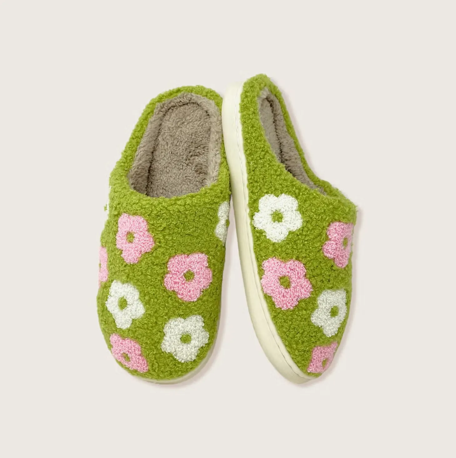 Flower Girl Green Floral Slippers