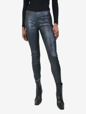 Grey skinny metallic trousers - size FR 34