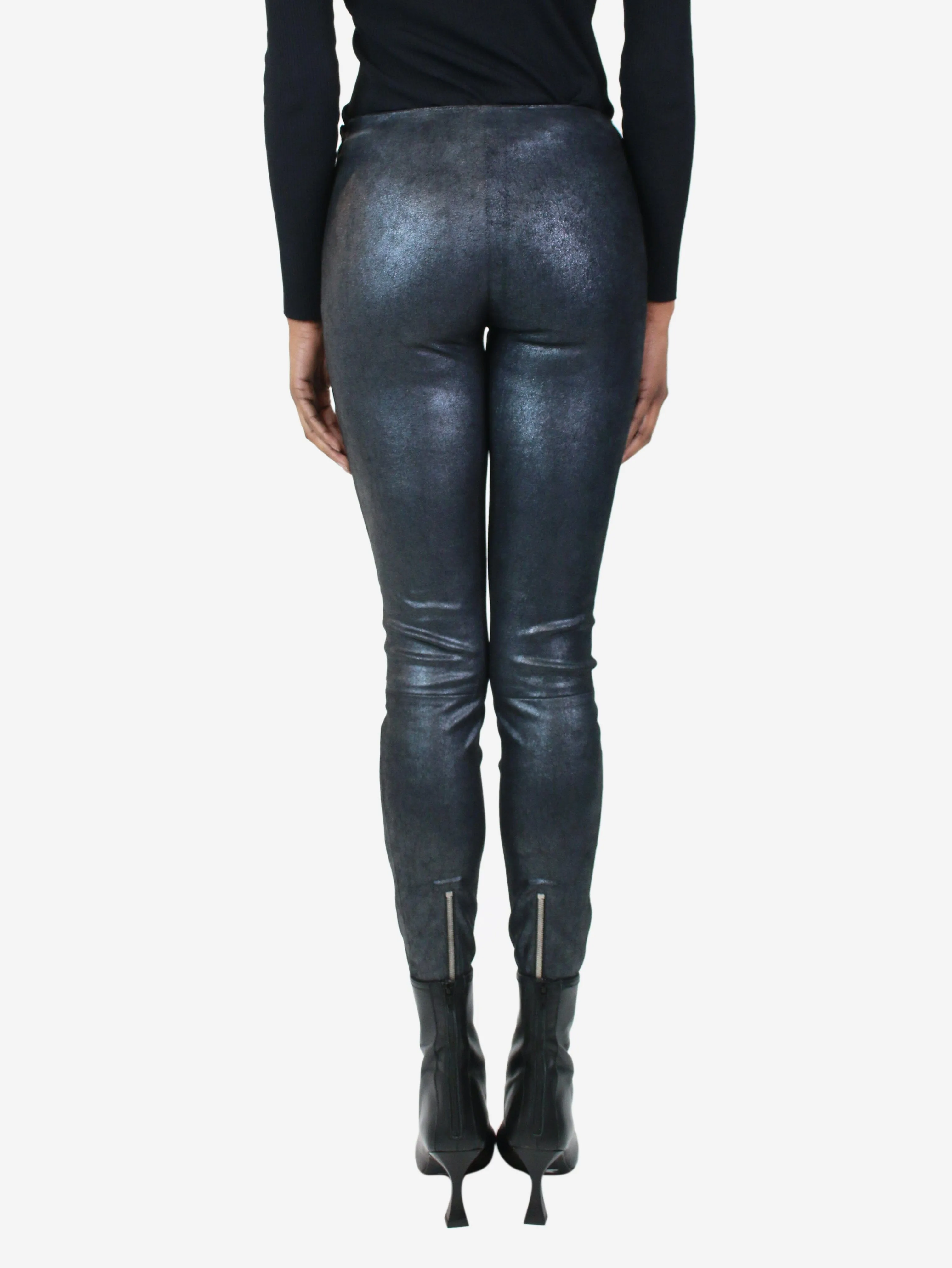 Grey skinny metallic trousers - size FR 34