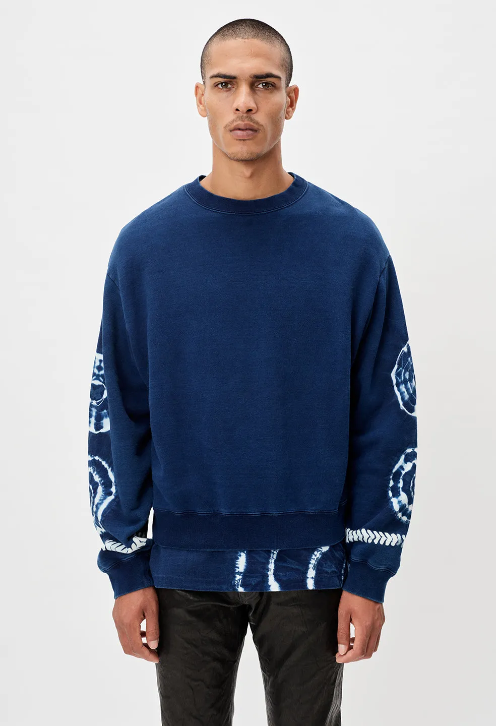 Indigo Shibori Crewneck Pullover / Indigo