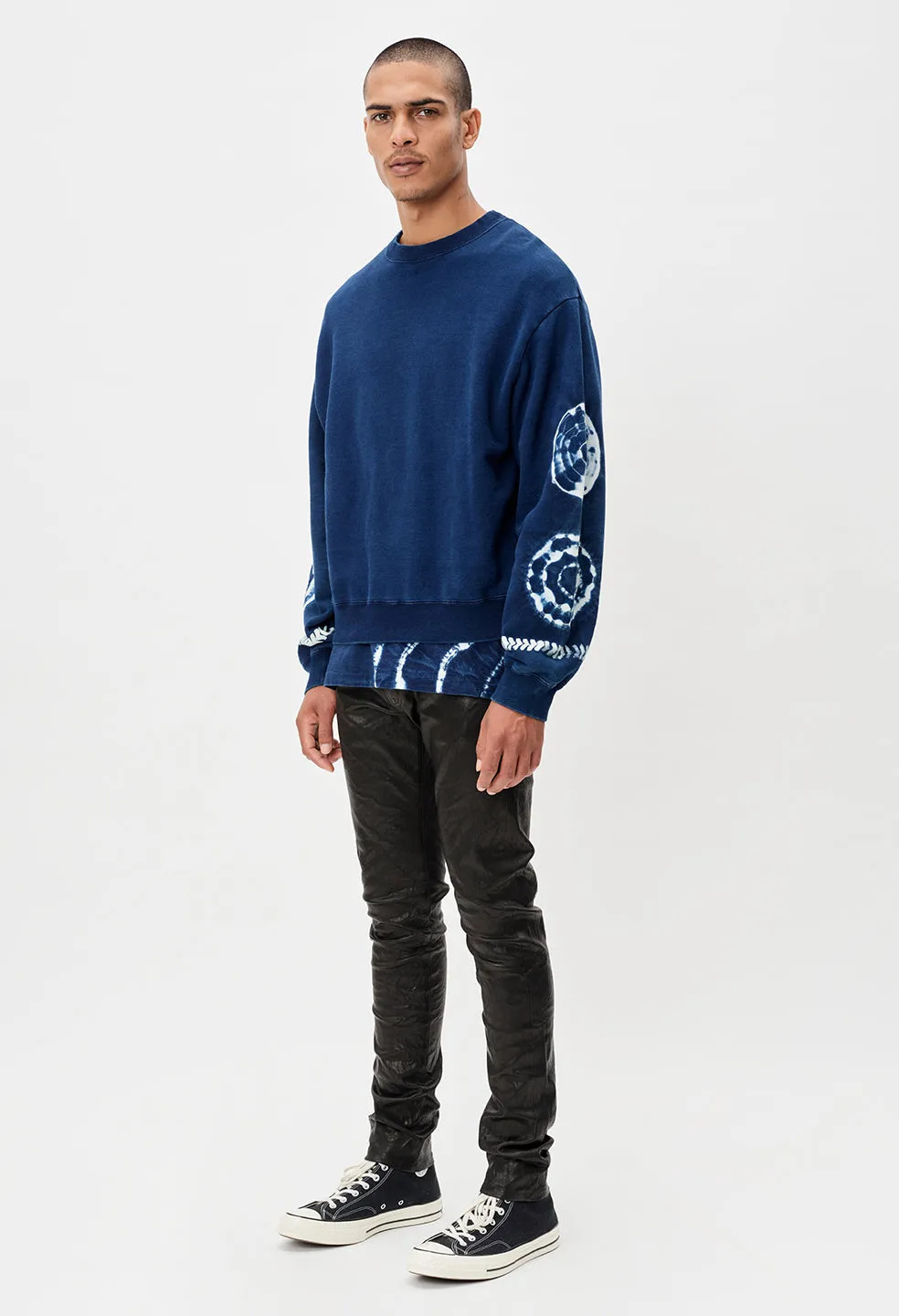 Indigo Shibori Crewneck Pullover / Indigo