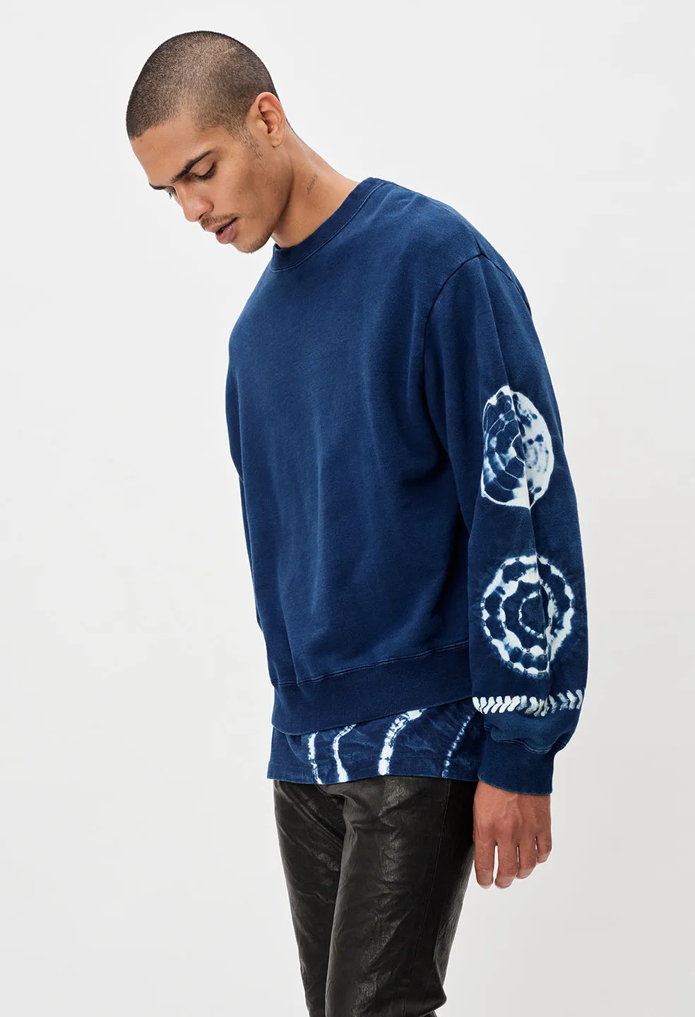 Indigo Shibori Crewneck Pullover / Indigo