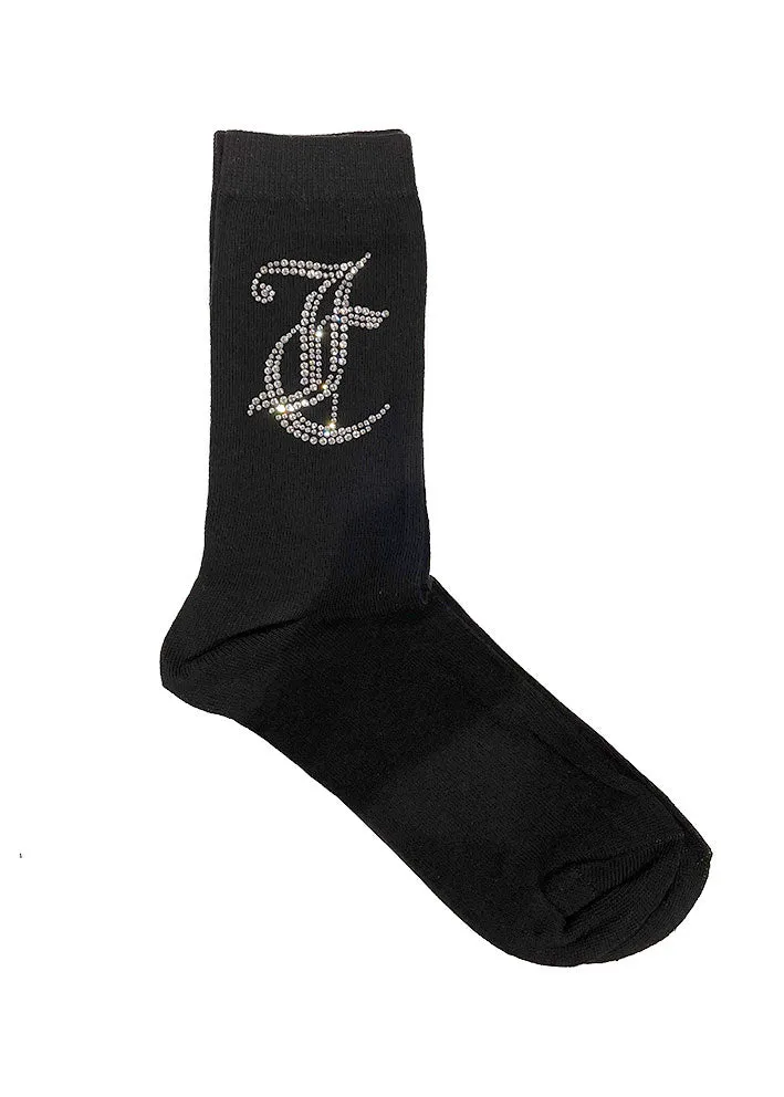 Luxurious Black Juicy Couture Lea Diamante Embellished Socks