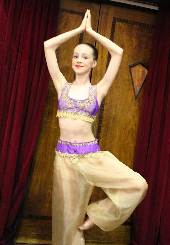 Just Ballet Arabian silk dupion two piece 12-14yr Hire only