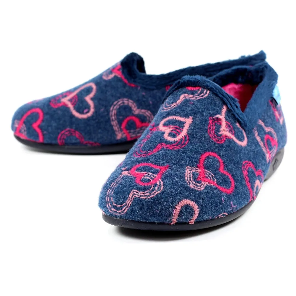 Ladies Bedroom Slippers Blue Lunar Soft Insoles Jolly