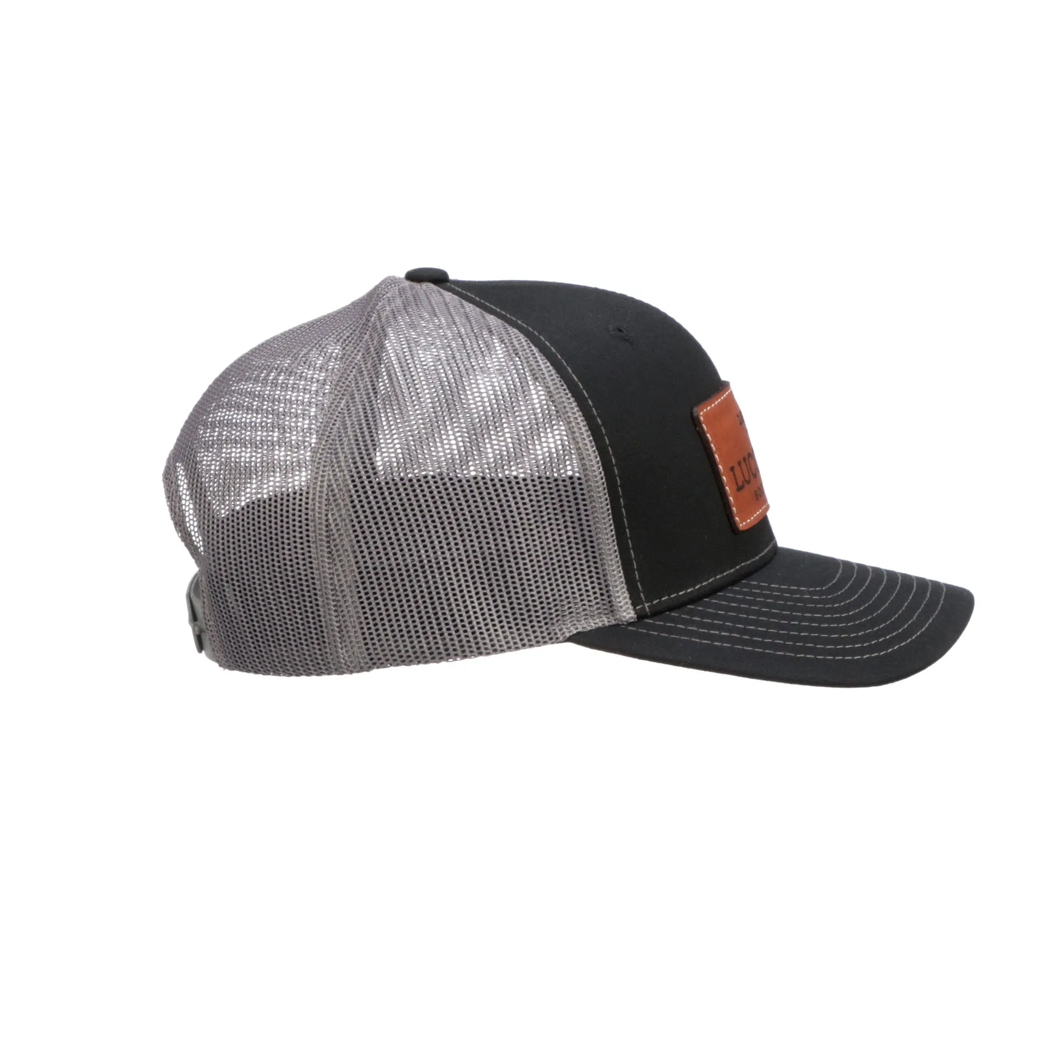 Leather Patch Cap :: Black   Charcoal