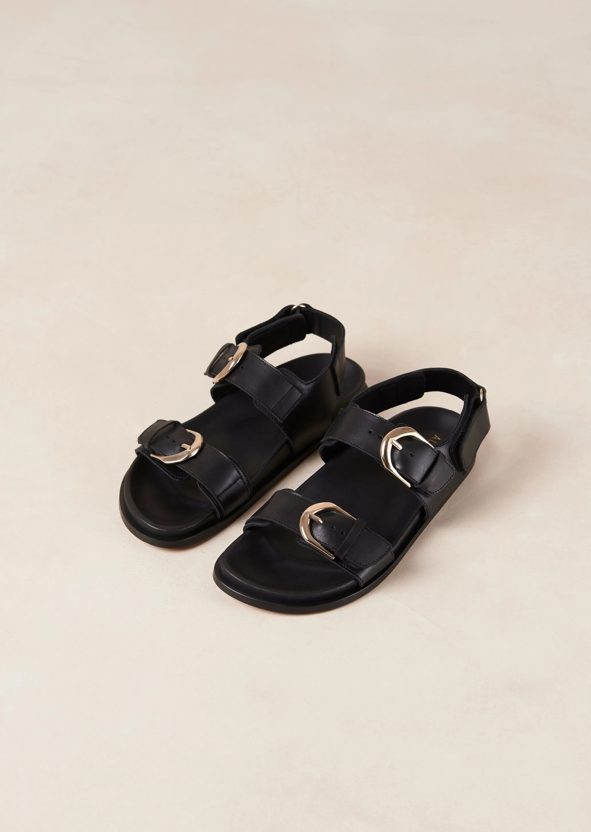 Leone Black Leather Sandals