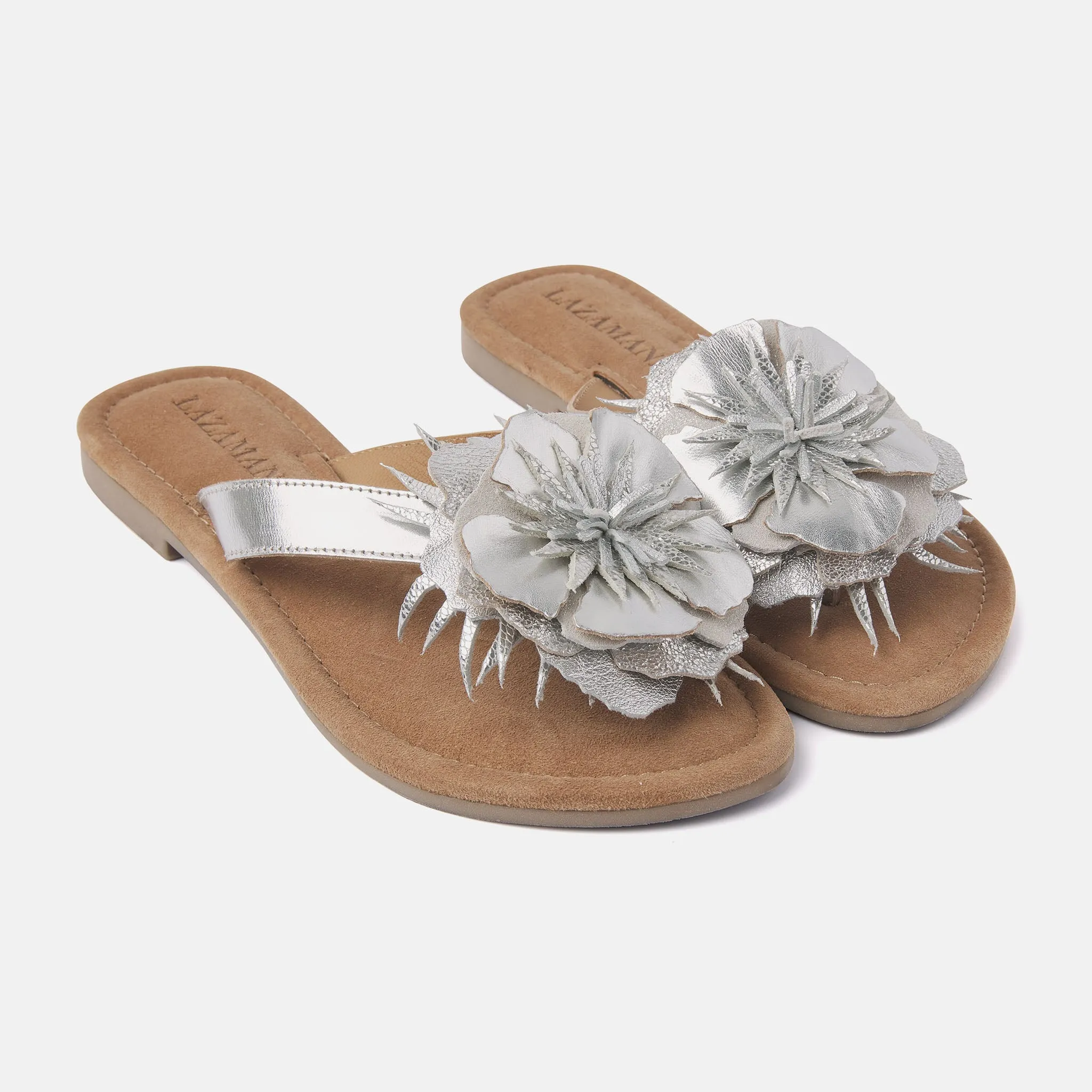 Lily Leren Dames Slippers Silver