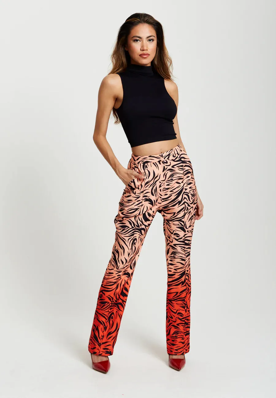 Liquorish Zebra Print Suit Trousers With Slit Detail