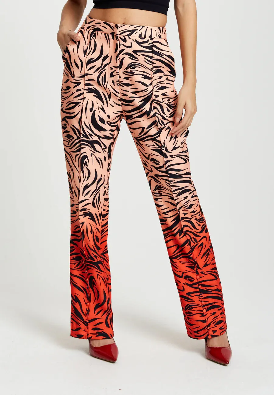 Liquorish Zebra Print Suit Trousers With Slit Detail