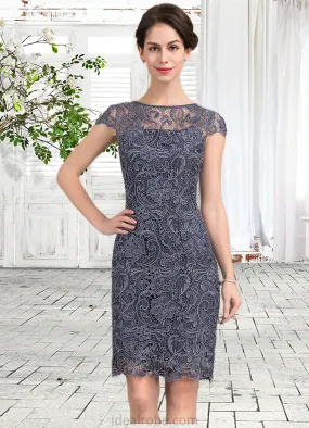 Lynn Sheath/Column Scoop Neck Knee-Length Lace Mother of the Bride Dress STK126P0014691