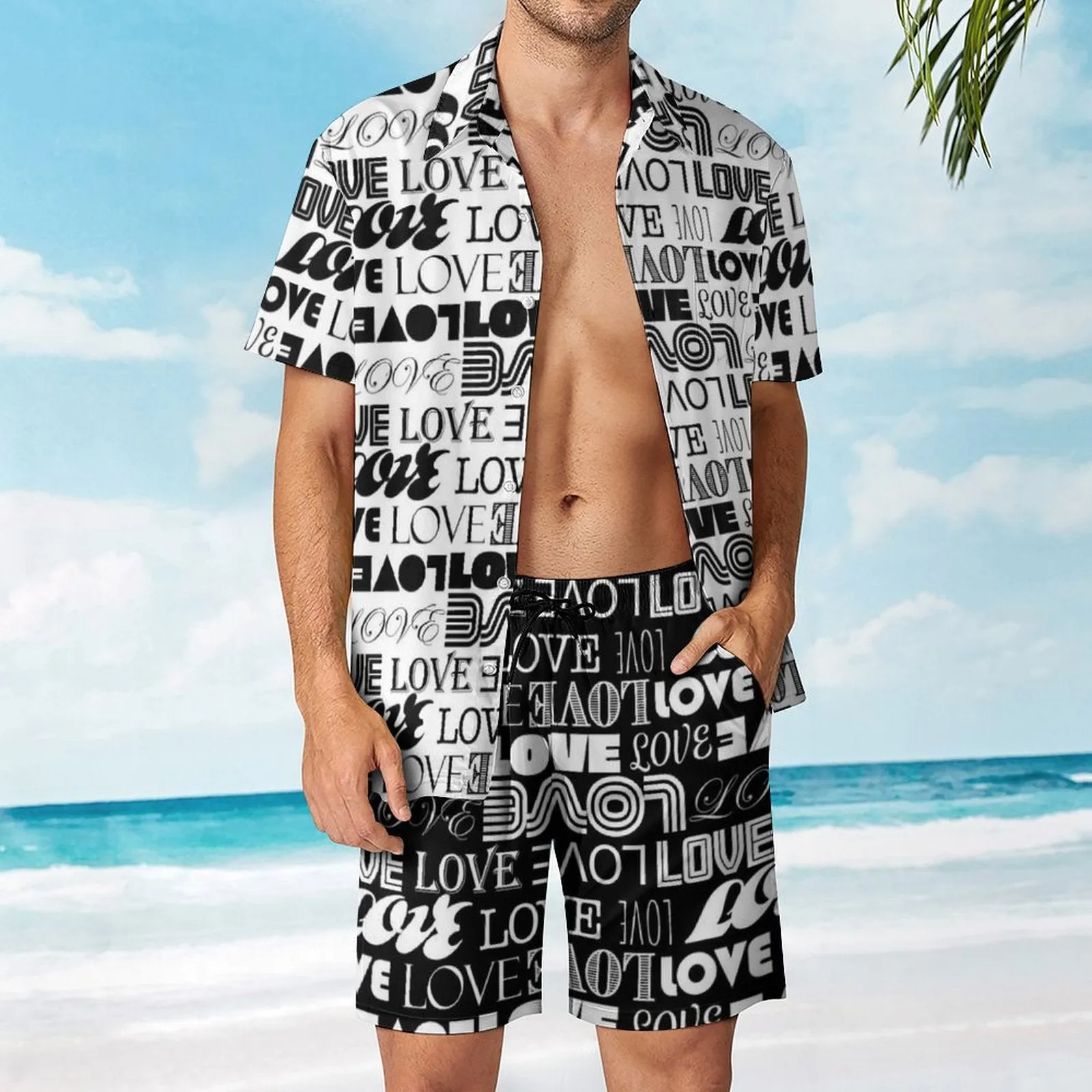 Men's Shirt and Shorts Outfit Men's Beach Suit