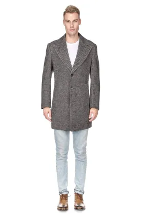 Men's Wool Blend Herringbone Top Coat Overcoat Topcoat Jacket